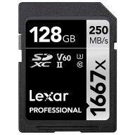 SDカード 128GB UHS-II SDXC Lexar レキサー Professional 1667x Class10 UHS-II U3 V60 R:250MB/s W:120…