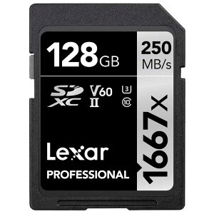 SD�J�[�h 128GB UHS-II SDXC Lexar ���L�T�[ Professional 1667x Class10 UHS-II U3 V60 R:250MB/s W:120MB/s �C�O���e�[�� LSD128CRBCN1667 ����