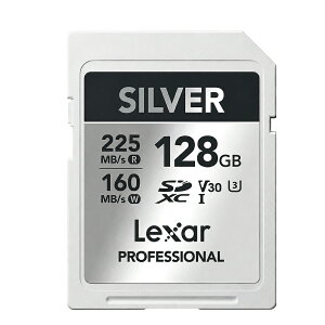 SD�J�[�h 128GB SDXC Lexar ���L�T�[ Professional SILVER Class10 UHS-I U3 V30 R:225MB/s W:160MB/s �C�O���e�[�� LSDSILV128G-RNNNC ����