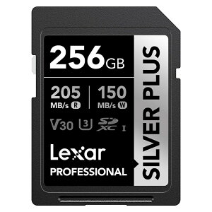 SD�J�[�h 256GB SDXC Lexar ���L�T�[ Professional SILVER PLUS Class10 UHS-I U3 V30 R:205MB/s W:150MB/s �C�O���e�[�� LSDSIPL256G-RNNNC ����