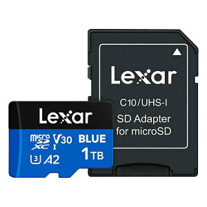 �}�C�N��SD�J�[�h 1TB microSDXC Lexar ���L�T�[ BLUE Class10 UHS-1 U3 V30 A2 R:160MB/s SD�A�_�v�^�t �C�O���e�[�� LMSBLUE001T-BNANG ����