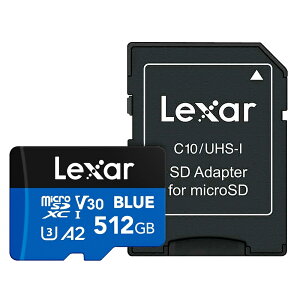 �}�C�N��SD�J�[�h 512GB microSDXC Lexar ���L�T�[ BLUE Class10 UHS-1 U3 V30 A2 R:160MB/s SD�A�_�v�^�t �C�O���e�[�� LMSBLUE512G-BNANG ����