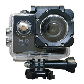 アクションカメラ ウェアラブルカメラ フルHD1080p SAC 30m防水ケース付属 WEBカメラ機能 WiFi対応 ブラック AC200BK/W ◆宅