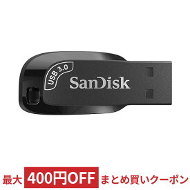 128GB USBフラッシュメモリー USB3.0 SanDisk サンディスク Ultra Shift R:100MB/s シンプル キャップレス ブラック 海外リテール SDCZ410-128G-G46 ◆メ