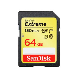 64GB SDXCカード SDカード SanDisk サンディスク Extreme UHS-I U3 V30 4K R:150MB/s W:60MB/s 海外リテール SDSDXV6-064G-GNCIN ◆メ
