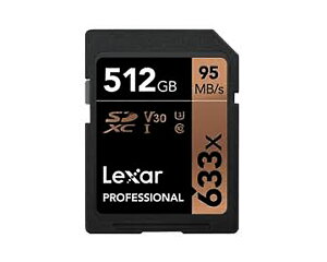 512GB SDXCカード SDカード Lexar レキサー Professional 633x Class10 UHS-1 U3 V30 R:95MB/s W:45MB/s 海外リテール LSD512CBAP633 ◆メ