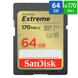 SDカード SD 64GB SDXC SanDisk サンディスク Extreme Class10 UHS-I U3 V30 4K R:170MB/s W:80MB/s 海外リテール SDSDXV2-064G-GNCIN ◆メ