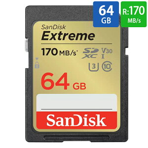 SDJ[h SD 64GB SDXC SanDisk TfBXN Extreme Class10 UHS-I U3 V30 4K R:170MB/s W:80MB/s COe[ SDSDXV2-064G-GNCIN 