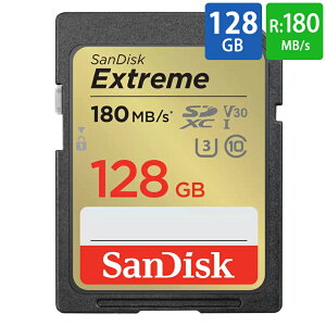 SDJ[h SD 128GB SDXC SanDisk TfBXN Extreme Class10 UHS-I U3 V30 4K R:180MB/s W:90MB/s COe[ SDSDXVA-128G-GNCIN 
