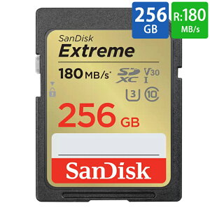SDJ[h SD 256GB SDXC SanDisk TfBXN Extreme Class10 UHS-I U3 V30 4K R:180MB/s W:130MB/s COe[ SDSDXVV-256G-GNCIN 