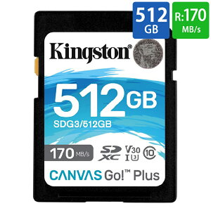 SDJ[h SD 512GB SDXC Kingston LOXg Canvas Go Plus UHS-I U3 V30 4K R:170MB/s W:90MB/s COe[ SDG3/512GB 