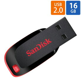 USBメモリ USB 16GB USB2.0 SanDisk サンディスク Cruzer Blade キャップレス ブラック/レッド 海外リテール SDCZ50-016G-B35 ◆メ