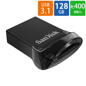 USBメモリ USB 128GB SanDisk サンディスク Ultra Fit USB 3.1 Gen1 R:400MB/s 超小型設計 ブラック 海外リテール SDCZ430-128G-G46 ◆メ