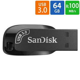 USBメモリ USB 64GB USB3.0 SanDisk サンディスク Ultra Shift R:100MB/s シンプル キャップレス ブラック 海外リテール SDCZ410-064G-G46 ◆メ