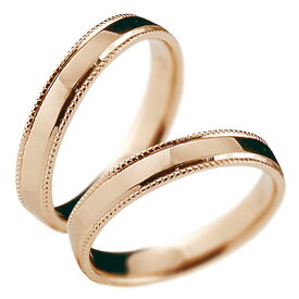 [スーパーセール10％OFF]18金 シンプル 結婚指輪 マリッジリング ペアリング ピンクゴールドk18 k18 記念リング 結婚式 平角 3mm幅 ミル打ち 地金リング 宝石なし 2本セット指輪