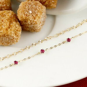 かざり屋 ジュエリー 30代 40代 50代 18金 ブレスレット ゴールド 2連 ルビー イエローゴールドK18 7月誕生石 レディース 2連ブレス 春コーデ