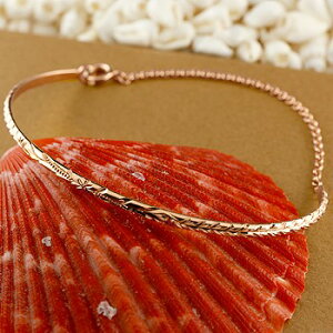 かざり屋 ジュエリー 30代 40代 50代 18金 バングル レディース ハワイアン ジュエリー ブレスレット ピンクゴールドk18 地金 宝石なし チェーン 18k