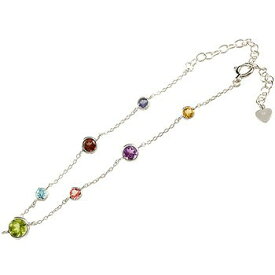 アミュレット プラチナブレスレット 天然石 7色 シンプル レディース 女性 妻 彼女 ペリドット ガーネット アメジスト ピンクトルマリン ブルートパーズ シトリン アイオライト