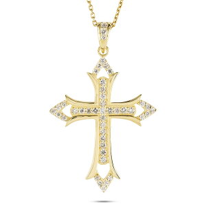 【最短発送】 18金 ネックレス クロス ペンダントトップ 大ぶり ダイヤモンド 0.50ct メンズ ゴールド イエローゴールドK18 18k トップ シンプル 十字架 人気 男性 誕生石