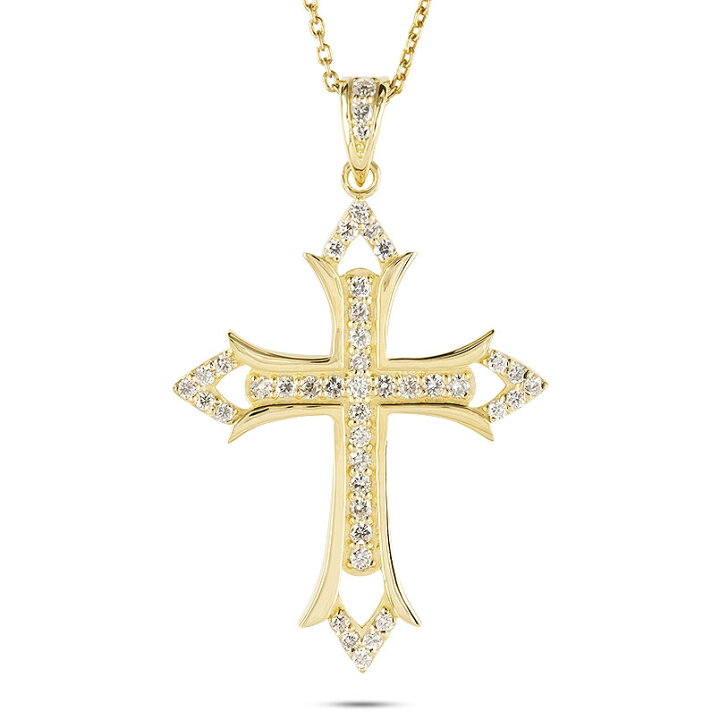 K18 天然 ブラウン ダイヤモンド クロス ペンダントトップ0.50ct K18 
