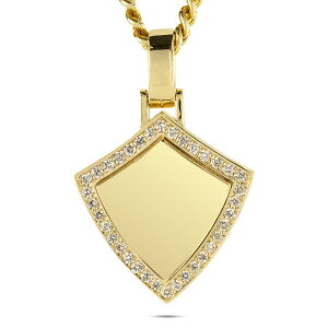【最短発送】 18金 ネックレス メンズ ダイヤモンド シールド 盾 ゴールド イエローゴールドK18 18k 大ぶり 喜平 ペンダントヘッド シンプル 男性