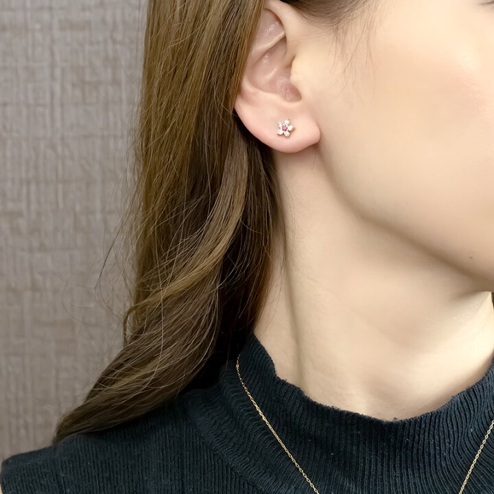 楽天市場】【最短発送】 18金 ピアス 片耳ピアス ダイヤモンド ルビー 