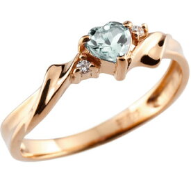 ハート リング アクアマリン ダイヤモンド 指輪 ピンクゴールドk18 18金 ユニセックス 【ありがとうやおめでとうを伝えよう・プレゼント・誕生日・お祝い】