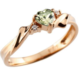 ハート リング ペリドット ダイヤモンド 指輪 ピンクゴールドk18 18金 ユニセックス 【ありがとうやおめでとうを伝えよう・プレゼント・誕生日・お祝い】