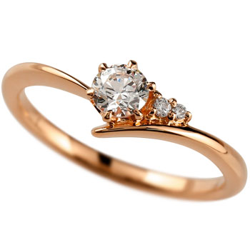 婚約指輪 エンゲージリング ダイヤモンドリング ピンクゴールドk18 18k ダイヤ リング 一粒 大粒 レディース 18金  大きいサイズ対応