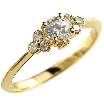 婚約指輪 エンゲージリング ダイヤモンドリング イエローゴールドk18 18k 18 リング 大粒 ダイヤモンド リング 0.30ct ミル打ち レディース18金 大きいサイズ対応 ご褒美ジュエリー 特別なジュエリーのサムネイル