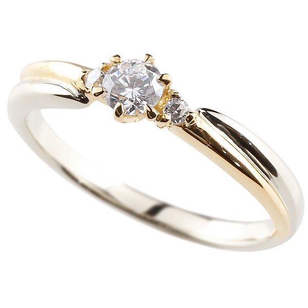 プラチナ ダイヤモンドリング 婚約指輪 エンゲージリング 900 イエローゴールドk18 VVSクラス 0.20ct コンビネーションリング 指輪 ピンキーリング 18k 18金  大きいサイズ対応