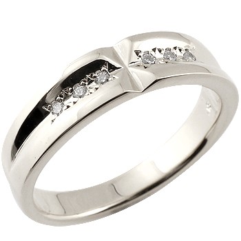 クロス ピンキーリング エンゲージリング ダイヤモンドリング ホワイトゴールドK18 婚約指輪 ダイヤモンド0.06ct 指輪　爪なし　大きいサイズ対応 送料無料 人気