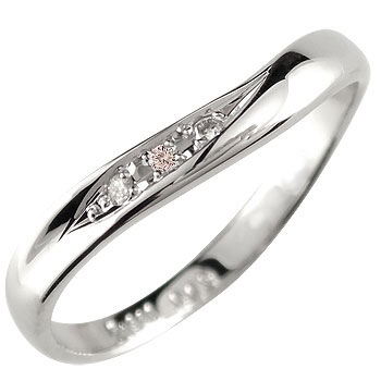 プラチナ 婚約指輪 リング 指輪 ダイヤ ダイヤモンド リング エンゲージリング 指輪 ピンクダイヤモンドリング ピンキーリング V字 爪なし 大きいサイズ対応