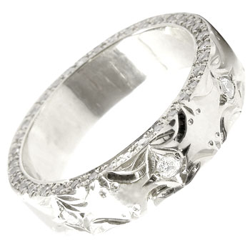 プラチナ ハワイアンジュエリー ハワイアンリング  ダイヤモンドリング 指輪 豪華 フルエタニティ ハワジュ 幅広 ブライダルジュエリー レディース メンズ  大きいサイズ対応