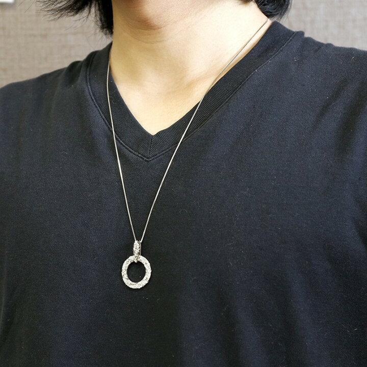 楽天市場 ハワイアンジュエリー メンズ ネックレス シルバー リング ペンダント Sv925 輪っか リングネックレス キーリングデザインネックレス 地金 楽ギフ 包装 コンビニ受取対応商品 送料無料 人気 かざり屋