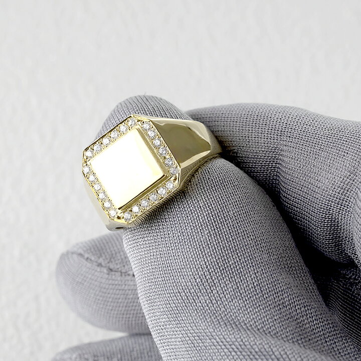 楽天市場】10金 ゴールド リング 印台 ダイヤモンド 0.24ct イエロー 