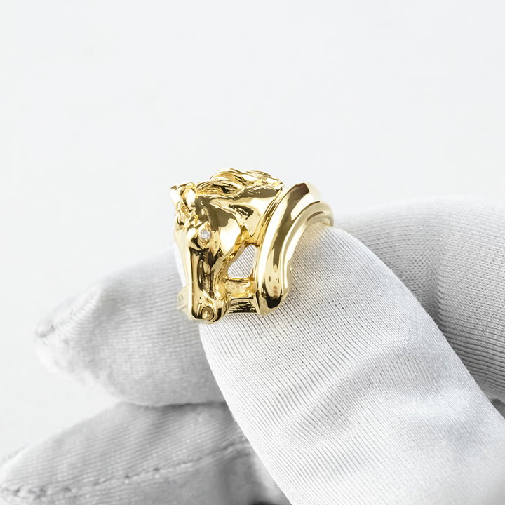 楽天市場】18金 リング メンズ 馬 ホース ダイヤモンド 18k 指輪 k18 