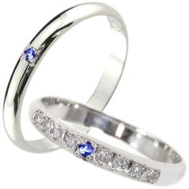 [スーパーセール10％OFF]結婚指輪 マリッジリング シンプル 甲丸 ペアリング プラチナ ダイヤモンド サファイア ダイヤ ストレート 9月誕生石