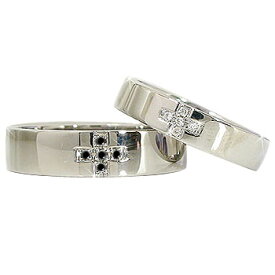 結婚指輪 マリッジリング ペアリング クロス ダイヤ ダイヤモンド ブラックダイヤモンド プラチナ900 2本セット 笑顔になるジュエリー お守り 大きいサイズ対応