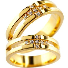 [スーパーセールポイント10倍]18金 クロス ペアリング 結婚指輪 マリッジリング ダイヤモンド ダイヤ イエローゴールドk18 幅広 18k 笑顔になるジュエリー お守り 大きいサイズ対応 人気 おしゃれ 大人 普段使い ジュエリー