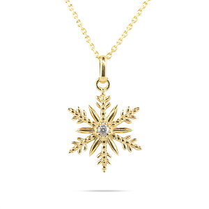 かざり屋 ジュエリー 30代 40代 50代 18金 ネックレス チェーン トップ ダイヤモンド 雪の結晶 ゴールド イエローゴールドk18 ペンダント お守り スノーモチーフ レディース 女性