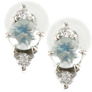 かざり屋 ジュエリー 30代 40代 50代 18金 ピアス レディース ブルームーンピアス ダイヤモンド ホワイトゴールドk18 k18wg 18k 6月誕生石