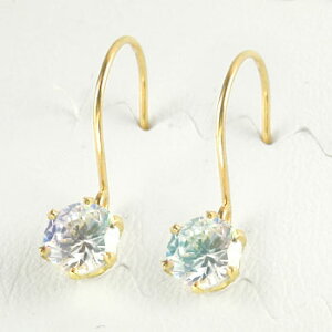 かざり屋 ジュエリー 30代 40代 50代 18金 ブルームーンストーン ピアス フックピアス イエローゴールドk18 大粒 天然石 シンプルピアス 18k 6月誕生石 レディース