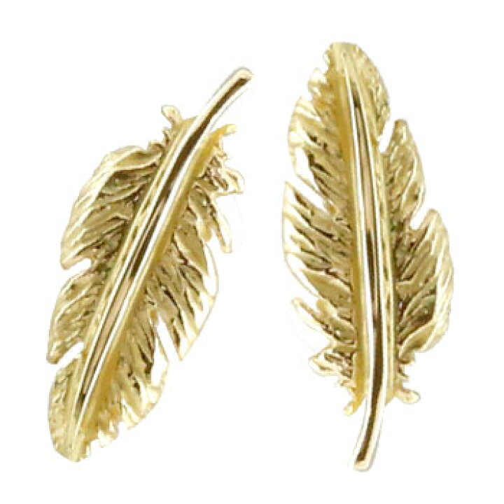 楽天市場】18金 ピアス 羽 フェザー ピアス イエローゴールドk18 18k 