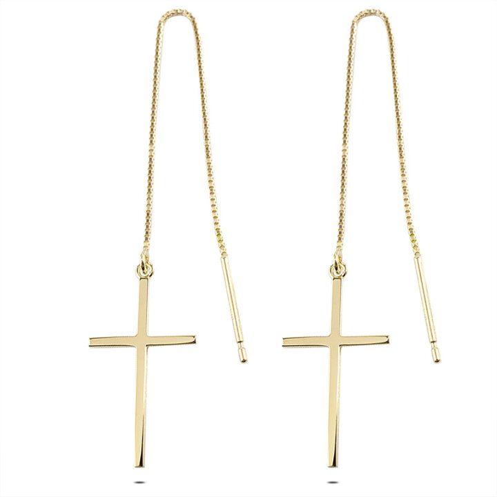 楽天市場】[10％OFFクーポンあり]18金 ピアス クロス 十字架 ロング  