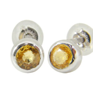 かざり屋 ジュエリー 30代 40代 50代 18金 ピアス シトリンピアス ホワイトゴールドk18 ピアス スタッドピアス 18k k18wg 天然石 伏せこみ ふくりん留め レディース メンズ