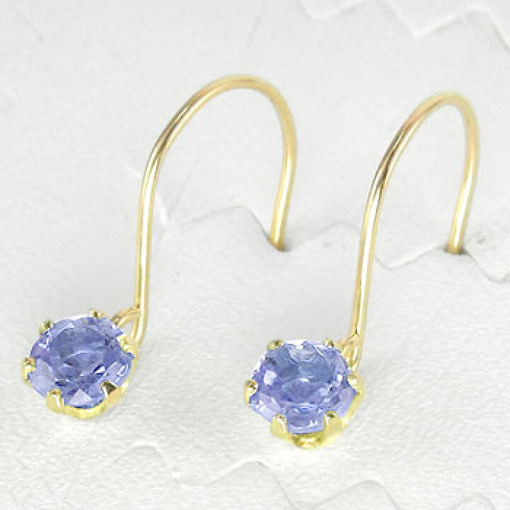 楽天市場】18金 タンザナイトピアス フックピアス イエローゴールドk18 