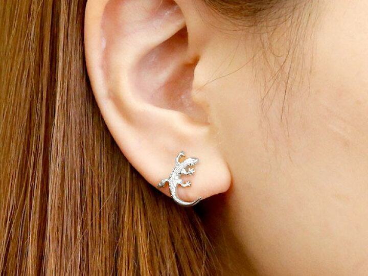 楽天市場】[10％OFF]プラチナ ピアス 片耳ピアス とかげ トカゲ ヤモリ 