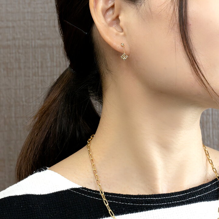 18金 ピアス 18k ダイヤ レディース スタッドピアス ペア 汲み 