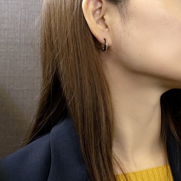 楽天市場】【最短発送】フープピアス リングピアス 18金 ブラック 